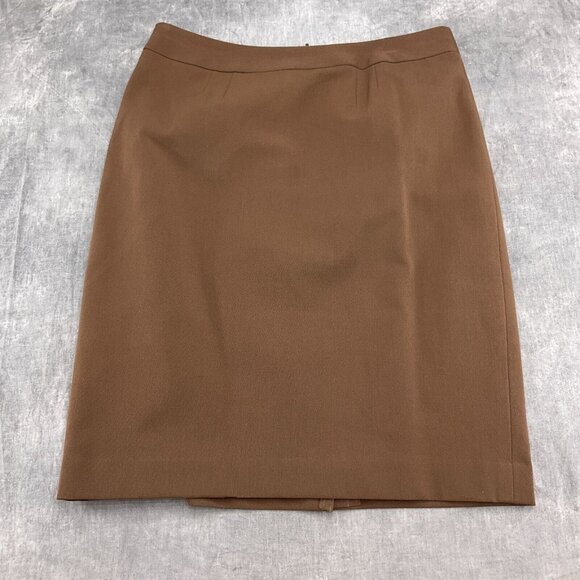 Caslon Skirt Suit Women 6/36 29W x 21L Brown‎ Button Peplum Stretch Classic 2pc - Picture 11 of 16